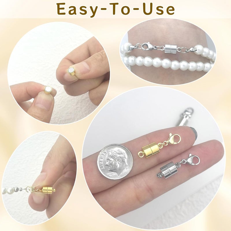 MKCYD Magnetic Necklace Clasp with Lobster Clasp,14K Gold and Silver Magnetic Jewelry Clasps for Necklace Extender Bracelet Closures - Image 5